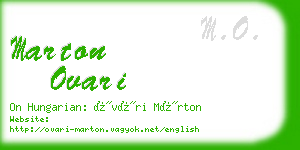 marton ovari business card